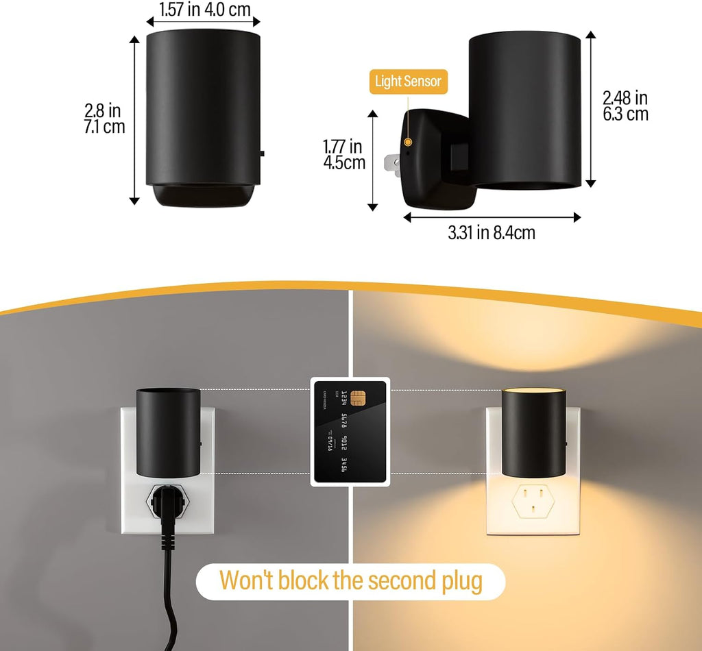 Night Lights Plug into Wall: ETL Night Light Plug in - LED Dimmable Night Light Dusk to Dawn Light Sensor, Soft Warm 2700K, Adjustable Brightness, Wall Lights for Bedroom, Hallway, Stairs - 2 Pack