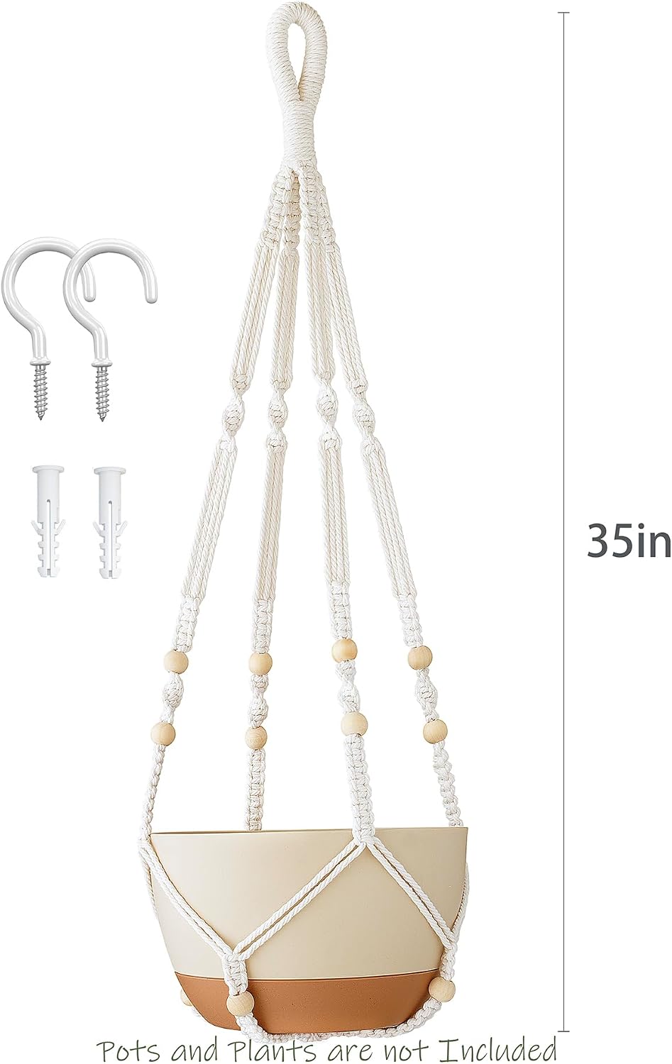 2 Pack Macrame Plant Hanger Indoor Hanging Plant Holder Ivory