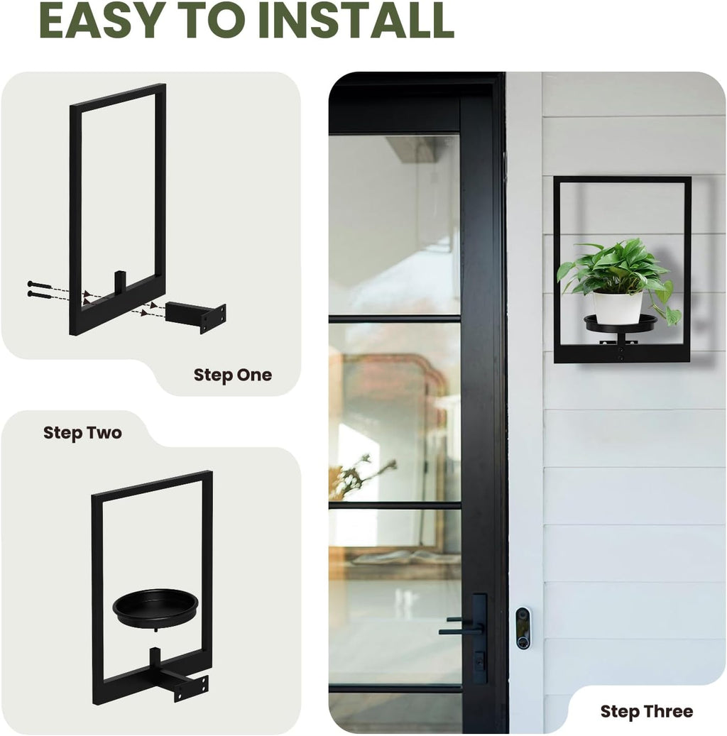 Floating Shelves Plant Stand Indoor Set of 3, Wall Planters to Hold Large Pots - Premium Metal Hanging Plant Holder for Indoor Outdoor Decor