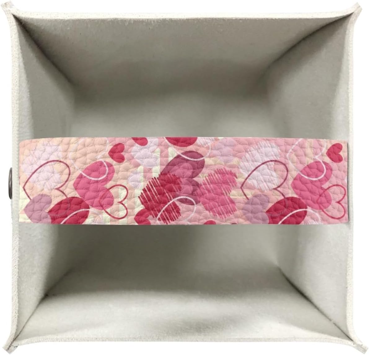 Happy Valentines Day Facial Tissue Box Cover PU Leather Square Tissue Case Dispenser 5.1"X5.1"X5.5" Organizer for Living Room Kitchen Bathroom Home Decor,Pink Love Heart