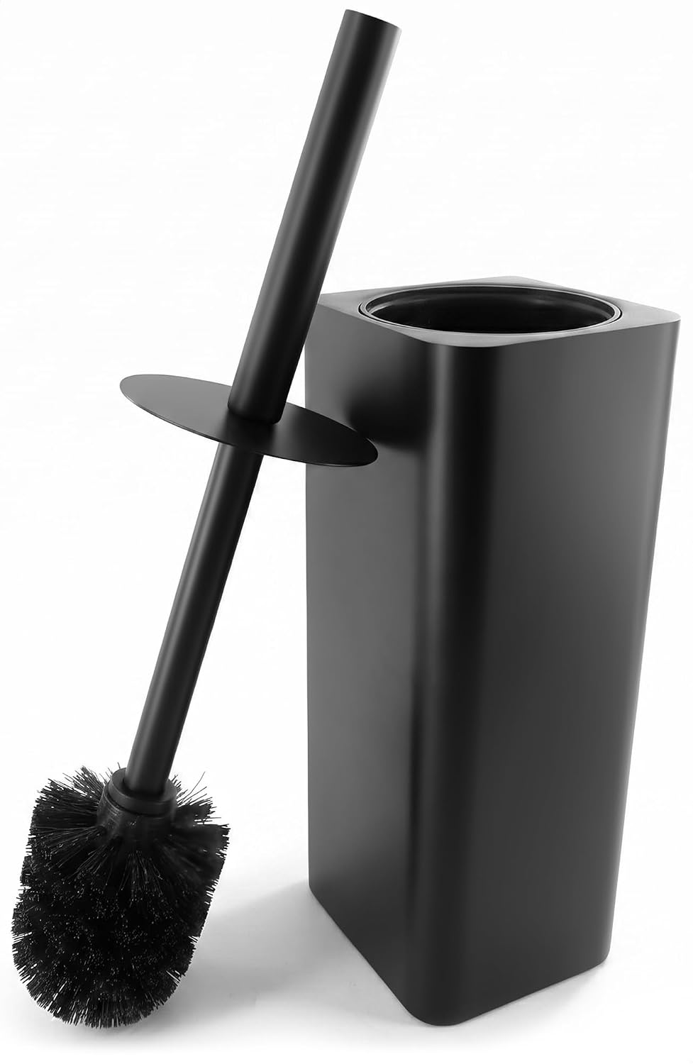 Black Toilet Brush and Holder Set, Stainless Steel Material (Black)