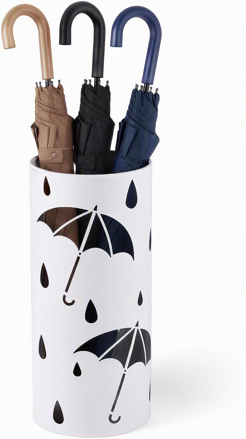 BEWBBAT Umbrella Stand Rack for Entryway, Freestanding Round Metal Umbrella Holder, Rain Collection Umbrella Organizer Bin for for Can Walking Stick, Home Office Decor, Hold 4-5 Umbrellas