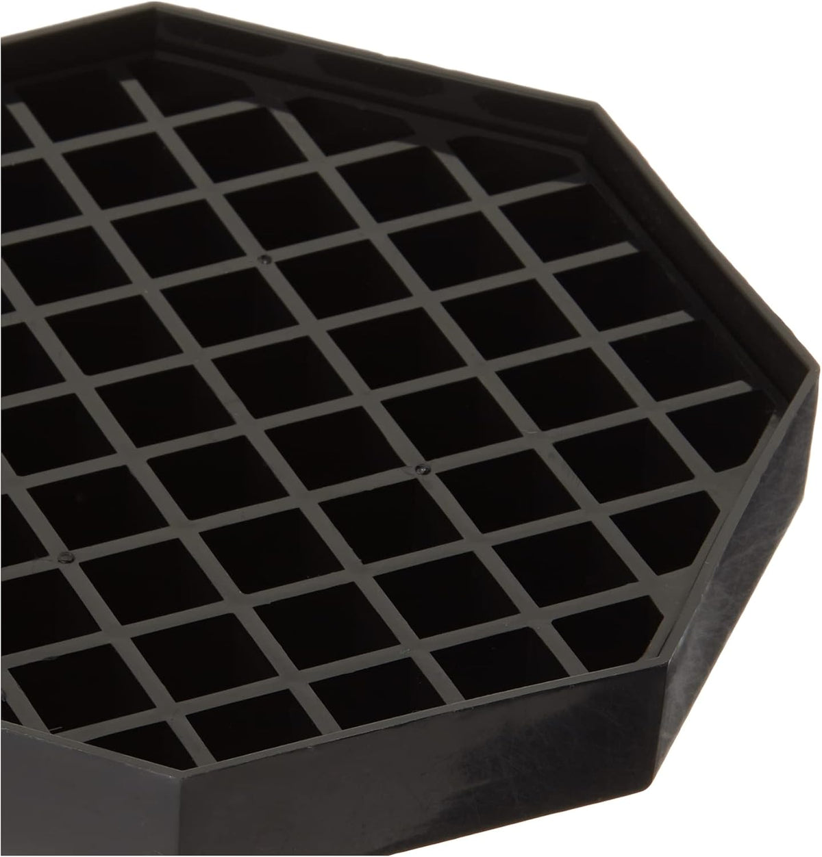 Winco 6" Black Plastic Drip Tray Octagonal (Set of 4)