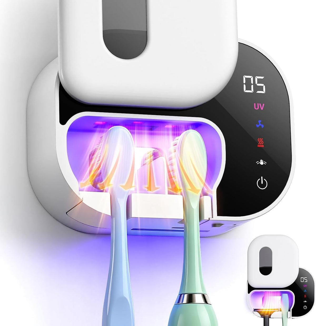 POPCHOSE Toothbrush Sanitizer Holder with Dual-Mode UV & Heated Drying