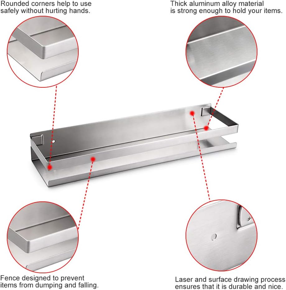 OwnMy 16 Inch Bathroom Shower Shelf Stainless Steel Wall Shower Caddy Rack