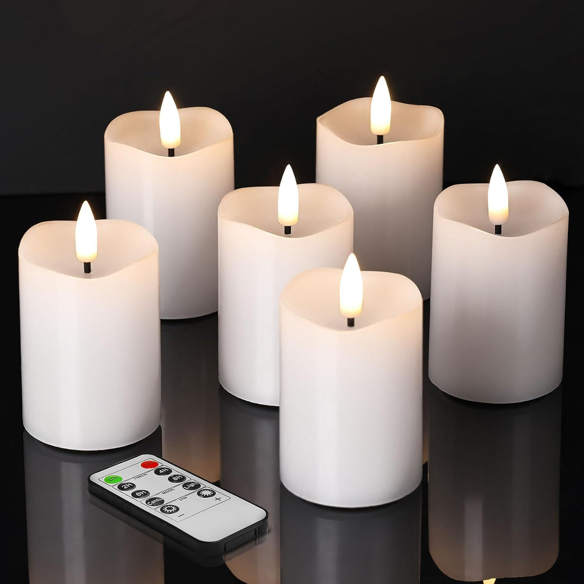 White Flameless Votive Candles with Remote Batteries Set of 6