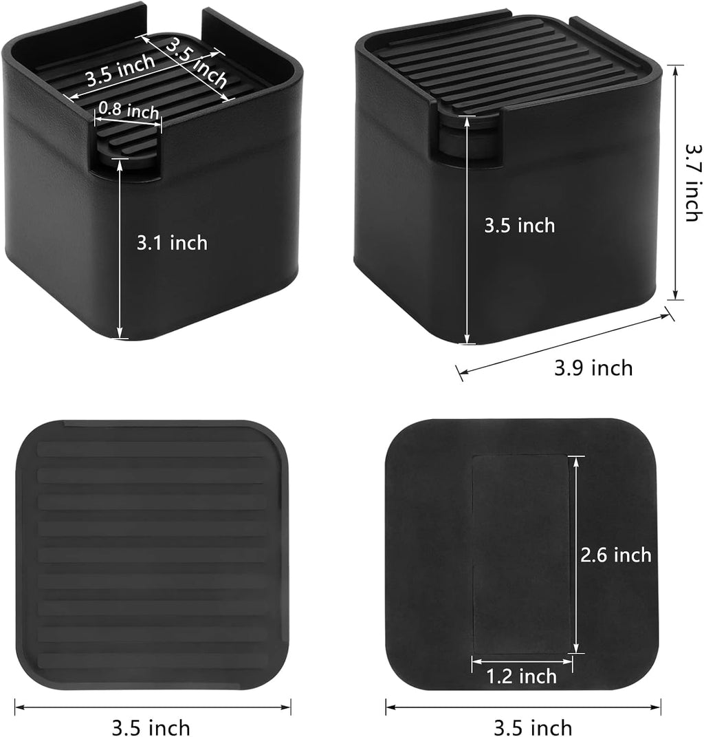 BTSD-home 3 or 4 Inch Bed Risers for Furniture Wheels, Black, 4 Pack