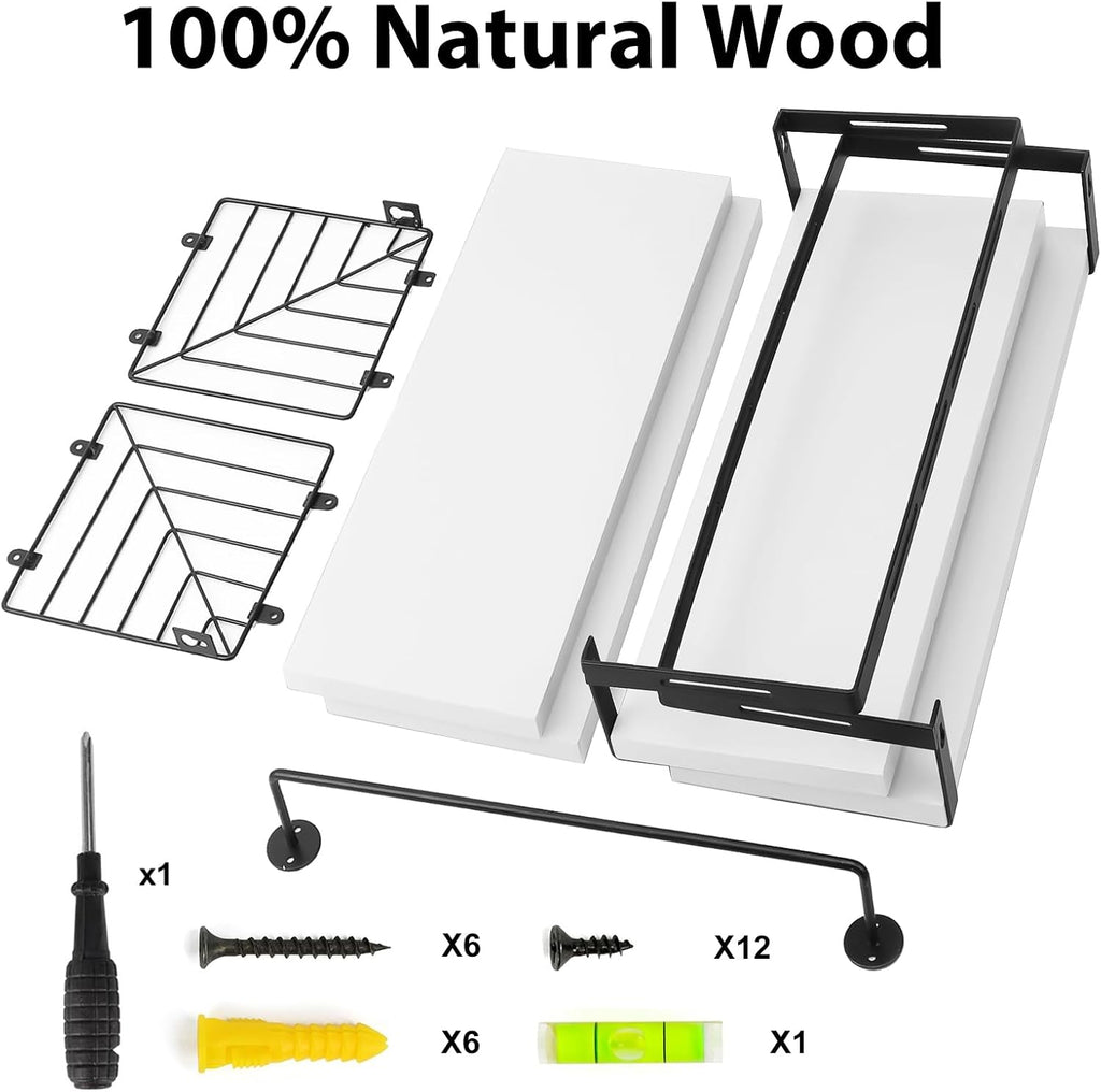 Fixwal Wall Mounted Bathroom Shelves Over Toilet (3+1 White)