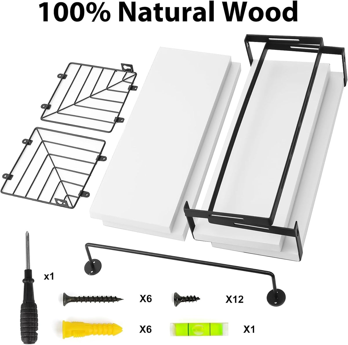 Fixwal Wall Mounted Bathroom Shelves Over Toilet (3+1 White)