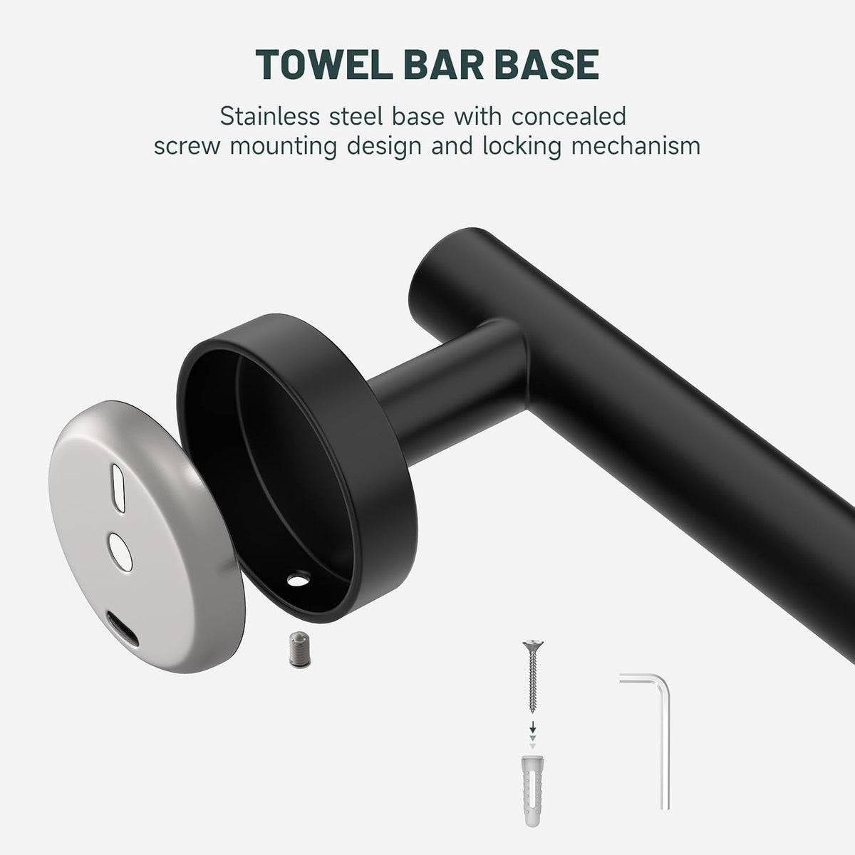24 Inch Towel Rack for Bathroom, Matte Black