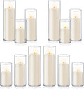 Homjoy 24 PCS Ivory White Pillar Candles with Glass Candle Holders Clear Hurricane Candle Holders Glass Cylinder Vases for Centerpieces Wedding Party, Event, Home Office (12 Candles+12 Candle Hoders)