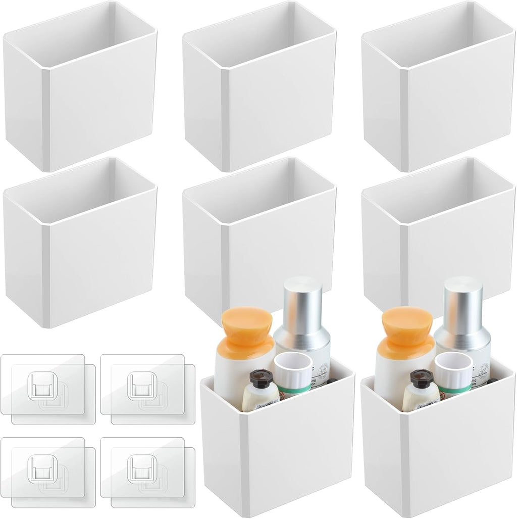 Suclain 8 Pcs Wall Mounted Organizer Floating Shelf Wall Bin, White