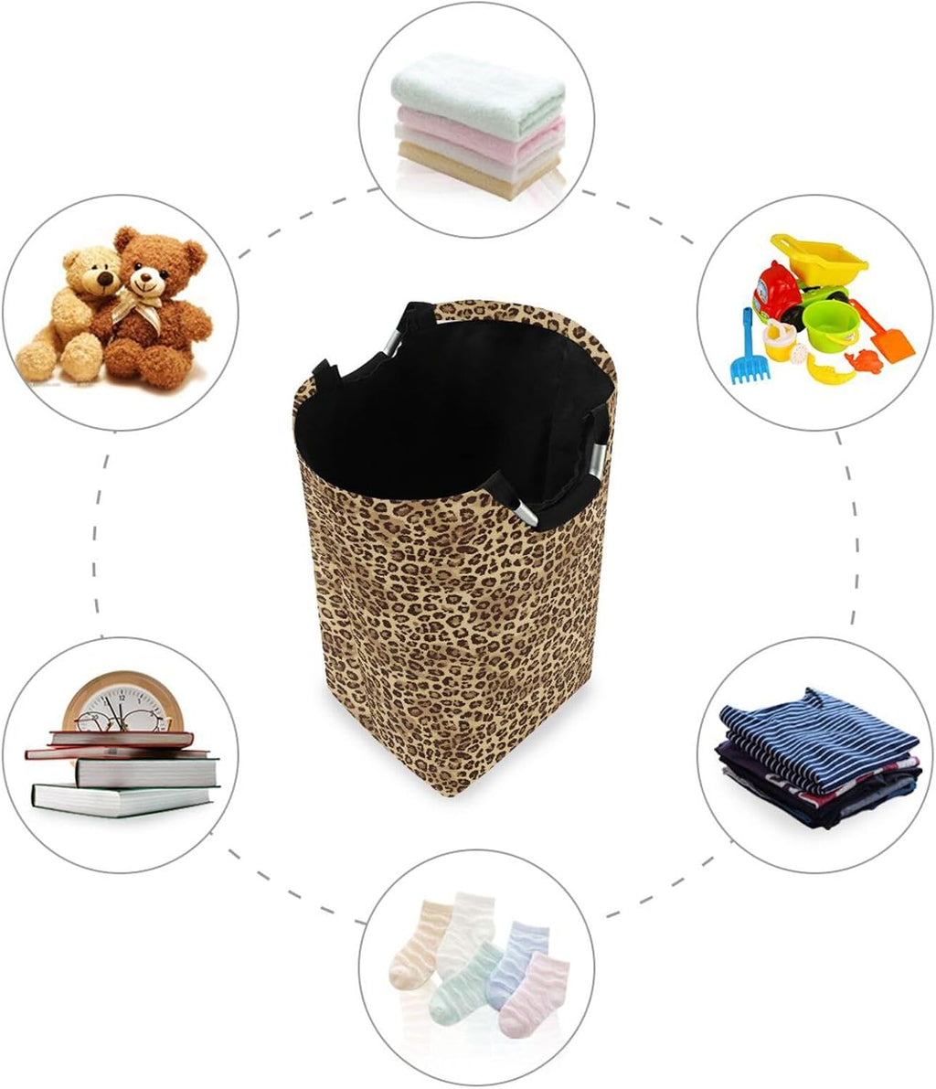 ALAZA Large Laundry Basket Leopard Print Animal Cheetah Laundry Bag Hamper Collapsible Oxford Cloth Stylish Home Storage Bin with Handles, 22.7 Inch
