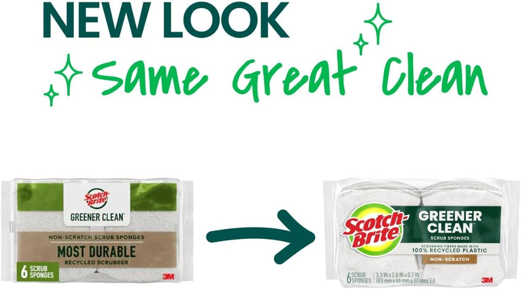Scotch-Brite Greener Clean Non-Scratch Scrub Sponge, 12 Pack