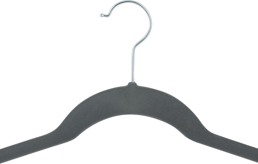 Simplify Extra Wide 21” Velvet Coat Hangers | 6 Pack | Slim Design | Heavy Duty | Holds 10 Pounds | Closet Organization | Shirt & Clothes | Grey