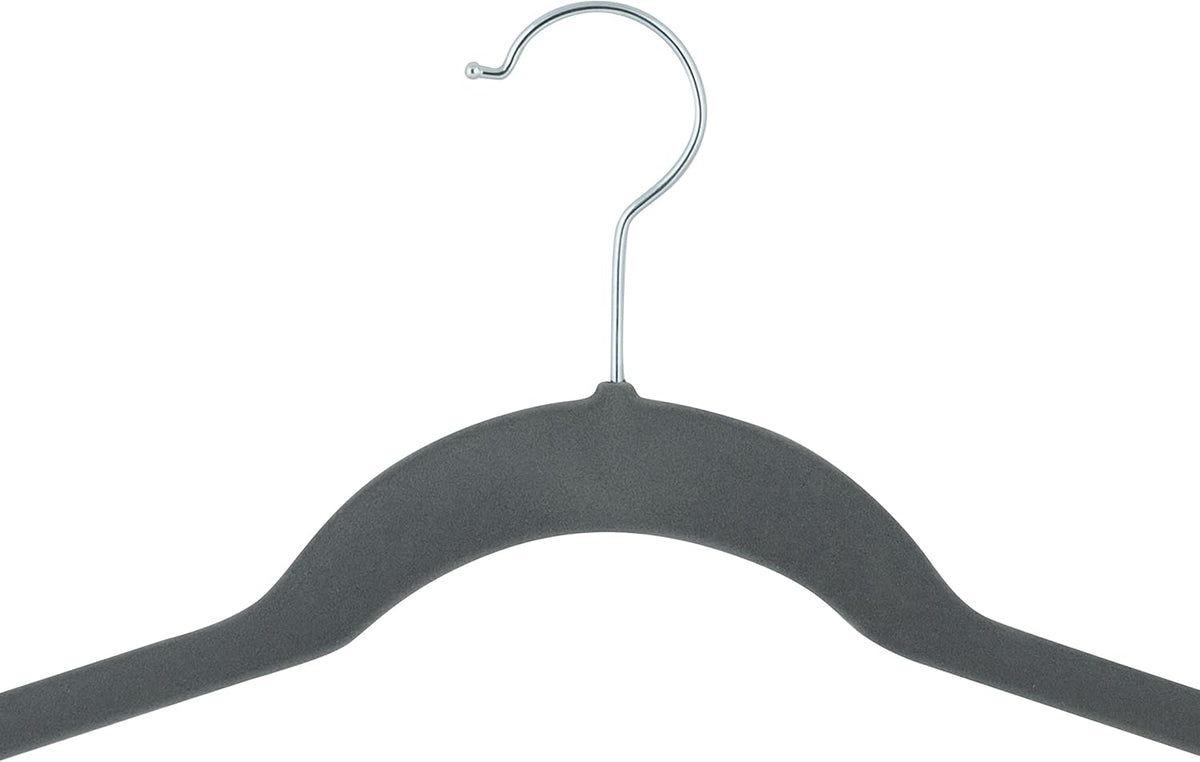 Simplify Extra Wide 21” Velvet Coat Hangers | 6 Pack | Slim Design | Heavy Duty | Holds 10 Pounds | Closet Organization | Shirt & Clothes | Grey