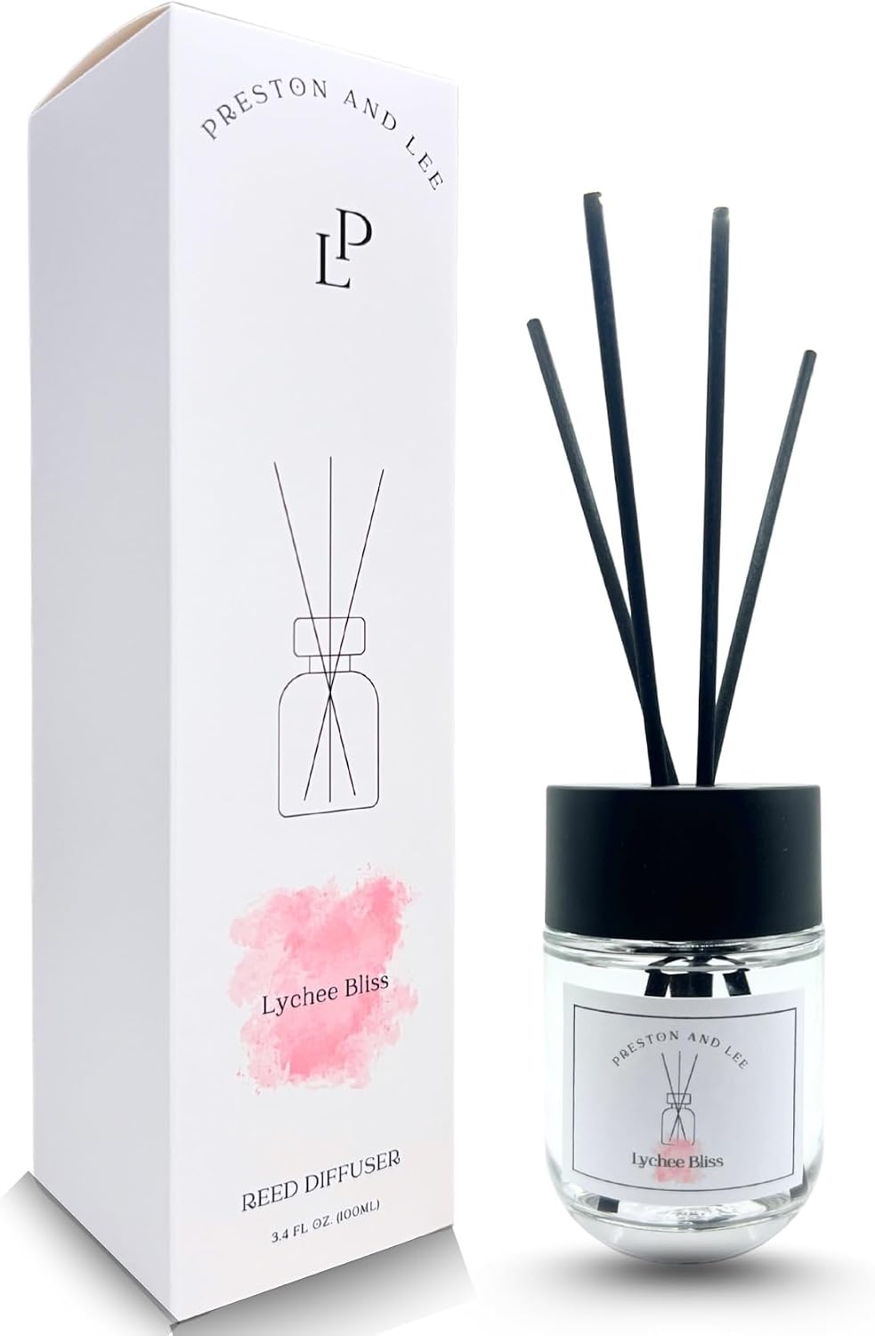 Reed Diffuser Set | 100 ml (3.4 fl oz) Lychee Bliss Scent | Reed Diffuser Set | Aromatherapy Diffusers | Reed Diffuser Oil for Home and Spa Fragrance