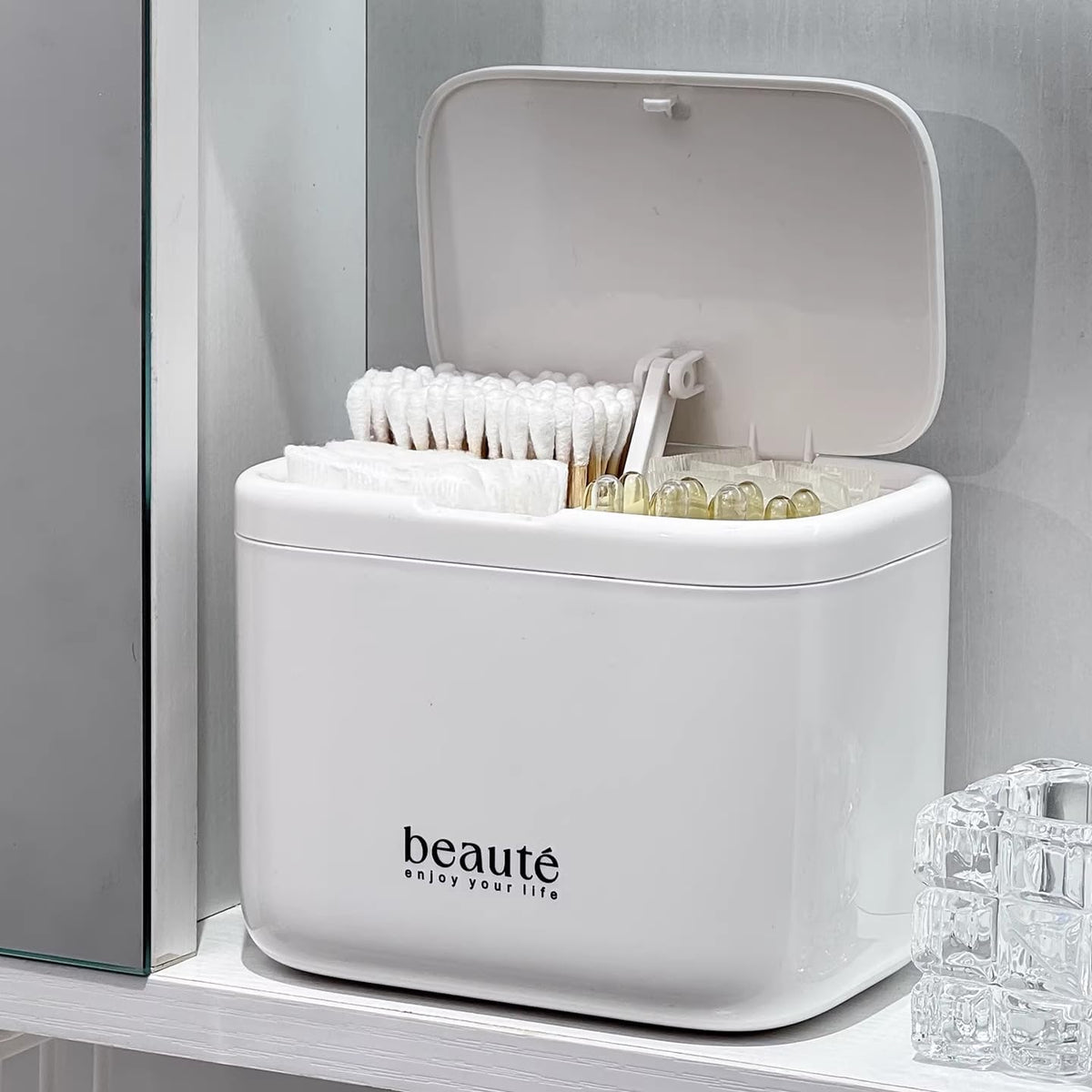 Pop-Up Qtip Holder Qtip dispenser Cotton Swab Automatic Lifting