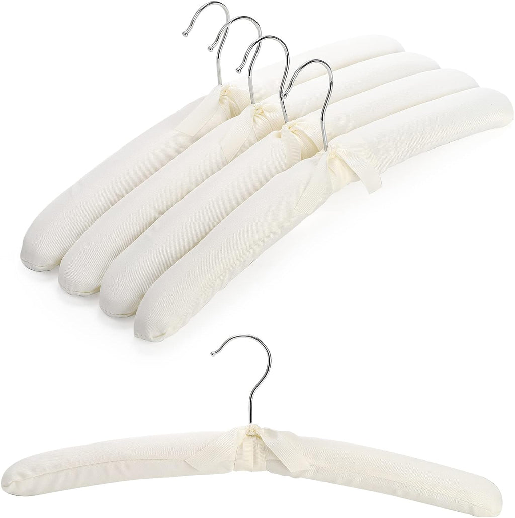 Tosnail 12 Pack Fabric Padded Hangers, Foam Padded Wedding Dress Hangers for Coat, Blouse, Sweaters, Bride Dress, Clothes - White