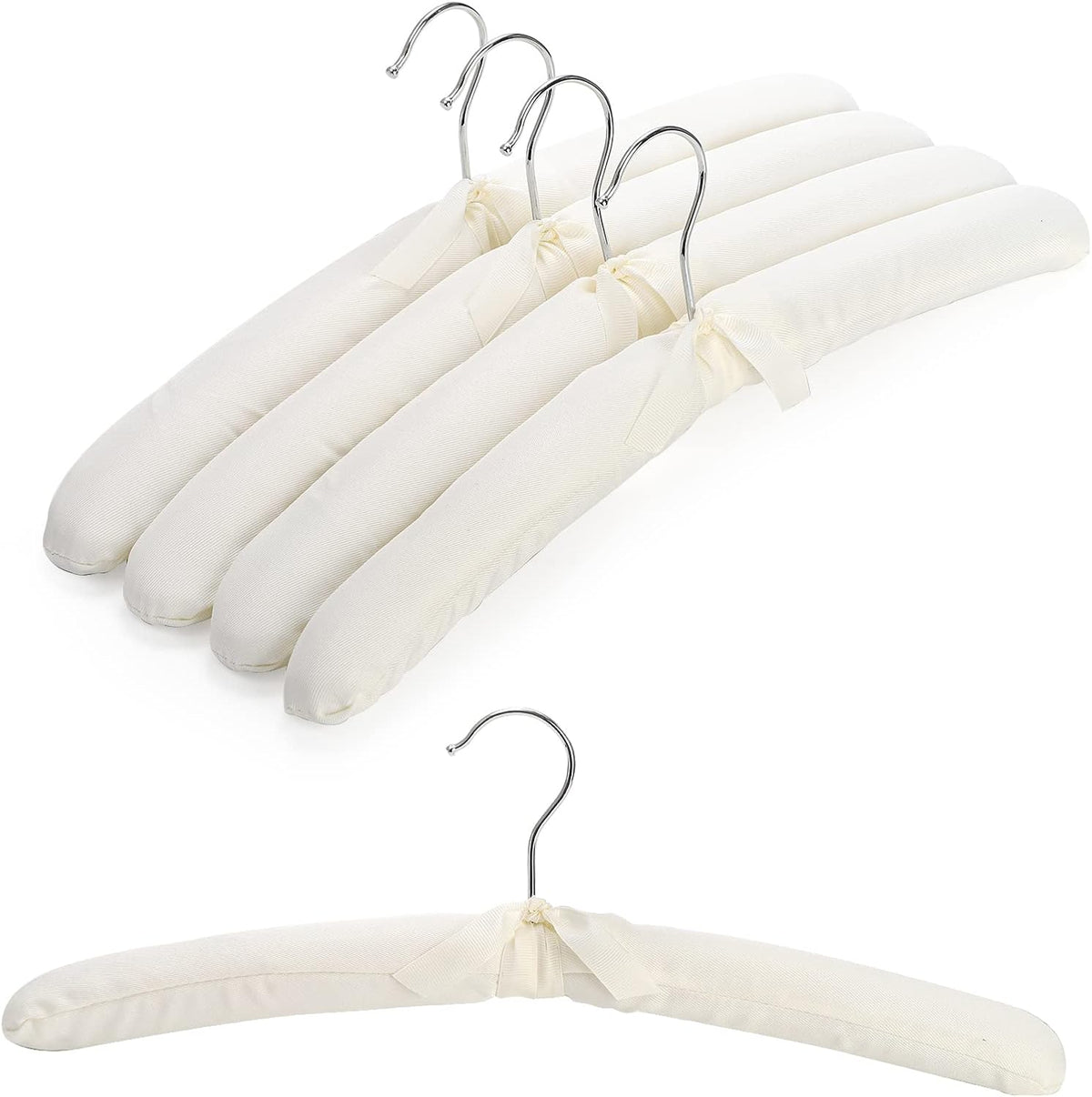 Tosnail 12 Pack Fabric Padded Hangers, Foam Padded Wedding Dress Hangers for Coat, Blouse, Sweaters, Bride Dress, Clothes - White