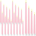 24 Pcs LED Taper Candle, Classic, 8.5",9.65",10.8",12.8", Pale Pink