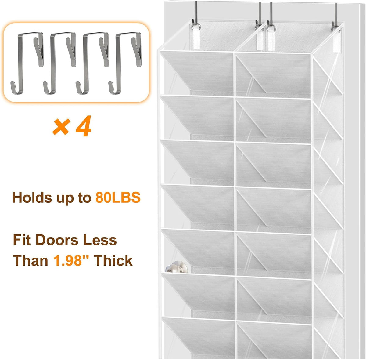 UVIAHOMI 20-30 Pairs Over the Door Shoe Organizer, 10-Tier Door Shoes Rack