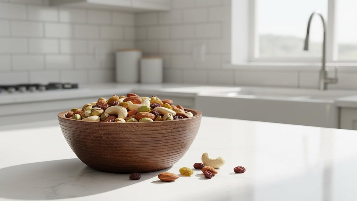Handmade Wooden Snack Serving & Key Bowl, Decorative Countertop, 7 x 3 Inch