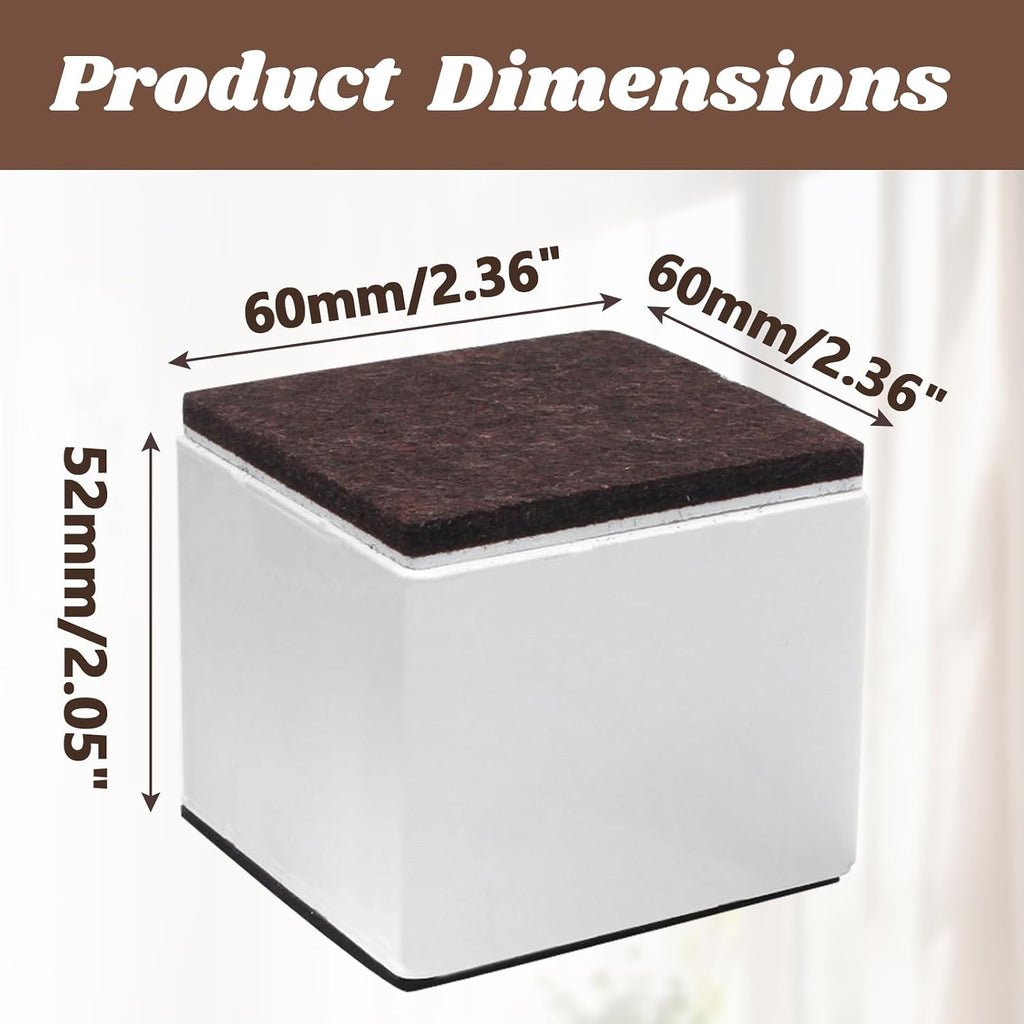 Self-Adhesive Furniture Risers 4Pcs, Square Adds 2" Height, White