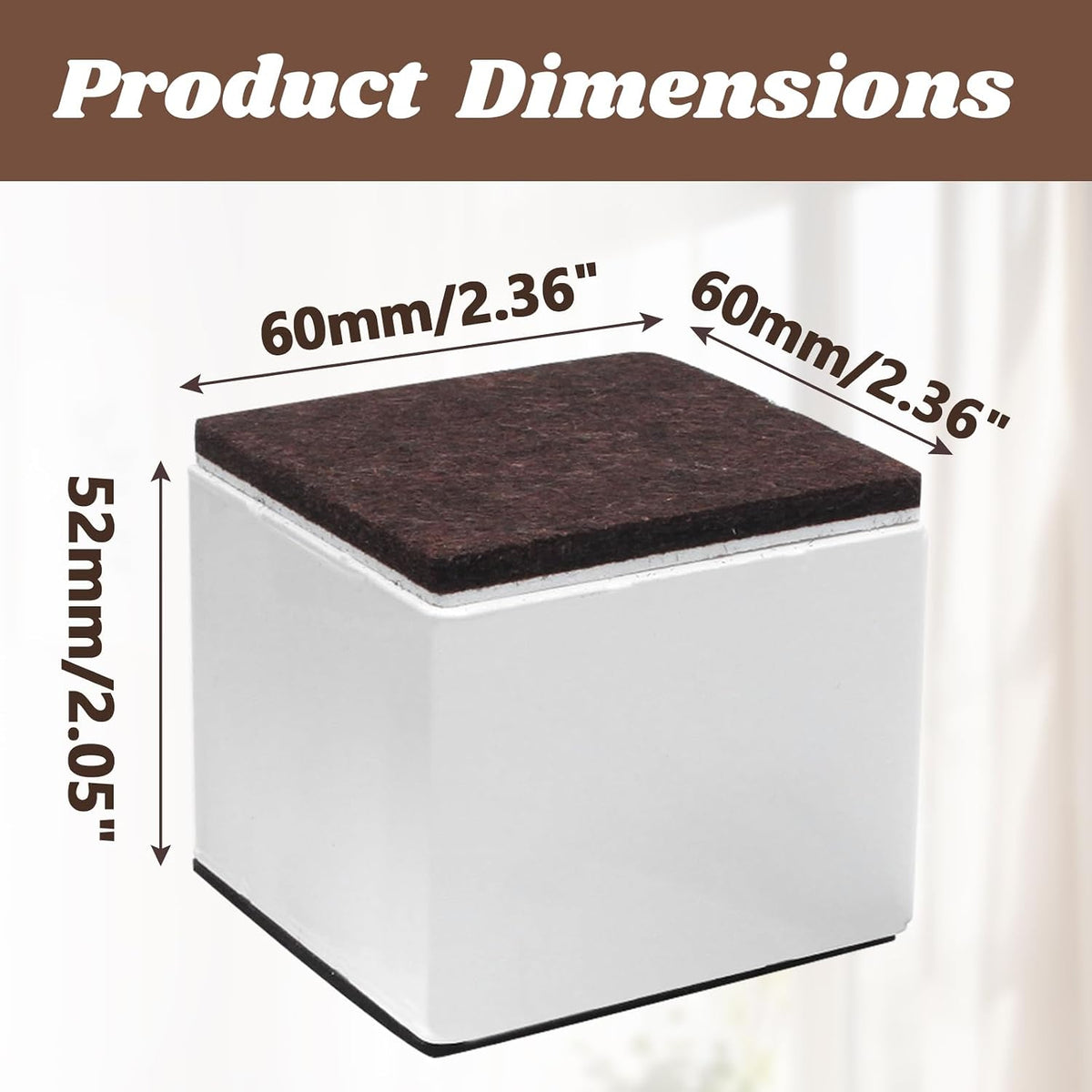 Self-Adhesive Furniture Risers 4Pcs, Square Adds 2" Height, White