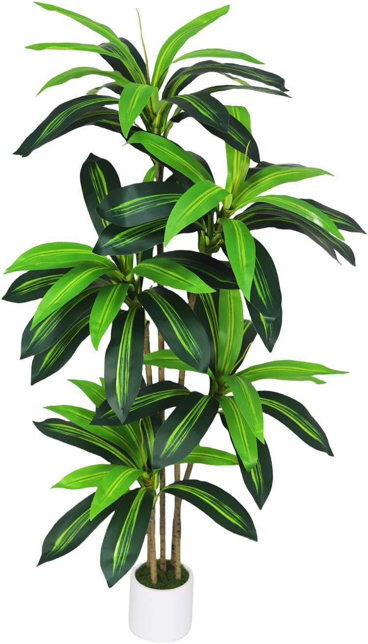 Artificial Dracaena Tree 5FT - Faux Indoor Tree with Pot for Living Room