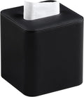 PU Leather Tissue Box Cover Square Tissue Box Holder, Black