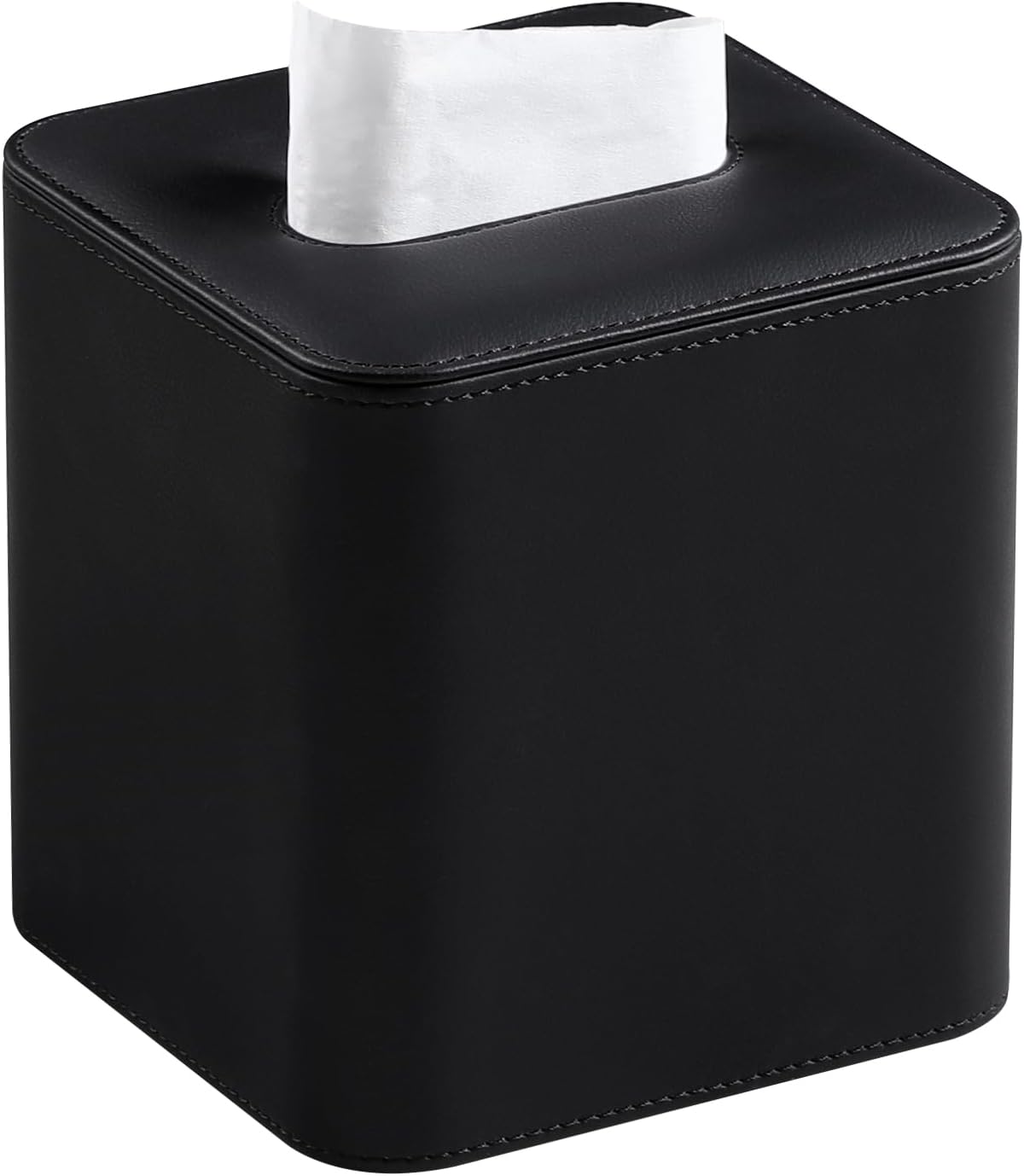 PU Leather Tissue Box Cover Square Tissue Box Holder, Black