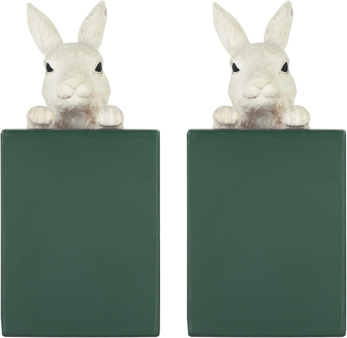 NIKKY HOME Heavy Duty Non Slip Rustic Bunny Metal Bookend Cute Rabbit Book Ends Book Stoppers for Easter Decor Home and Office Shelves