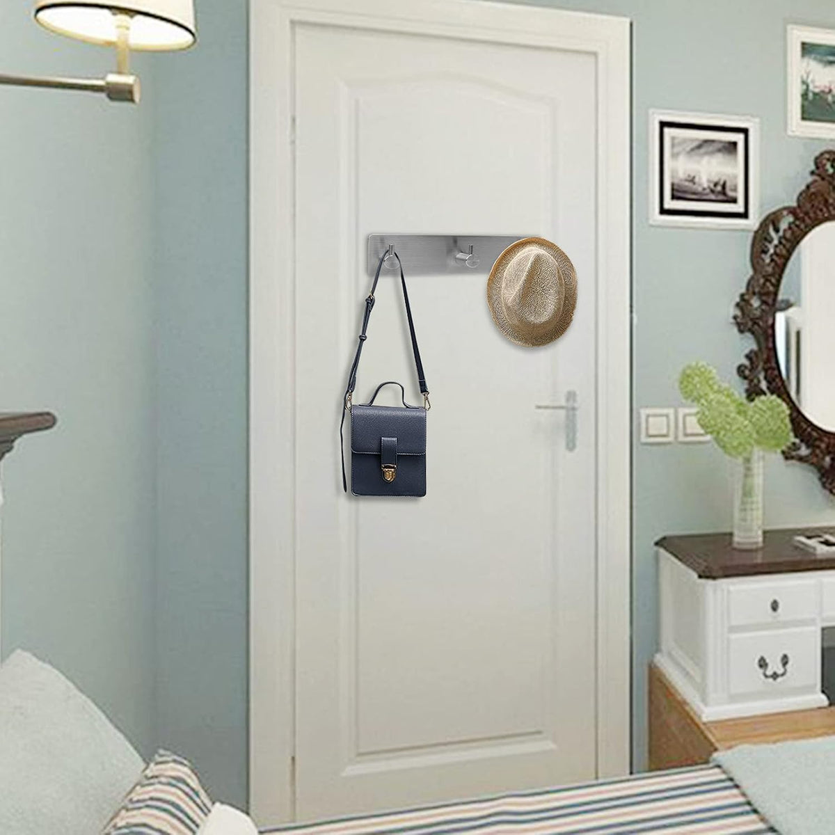 Key Holder for Wall, Self Adhesive Key Rack Key Hooks for Keys and Masks to Hang, Easy Mount Key Hanger for Wall, Entryway, Bathroom, Kitchen, Office, Stainless Steel~3 Hooks
