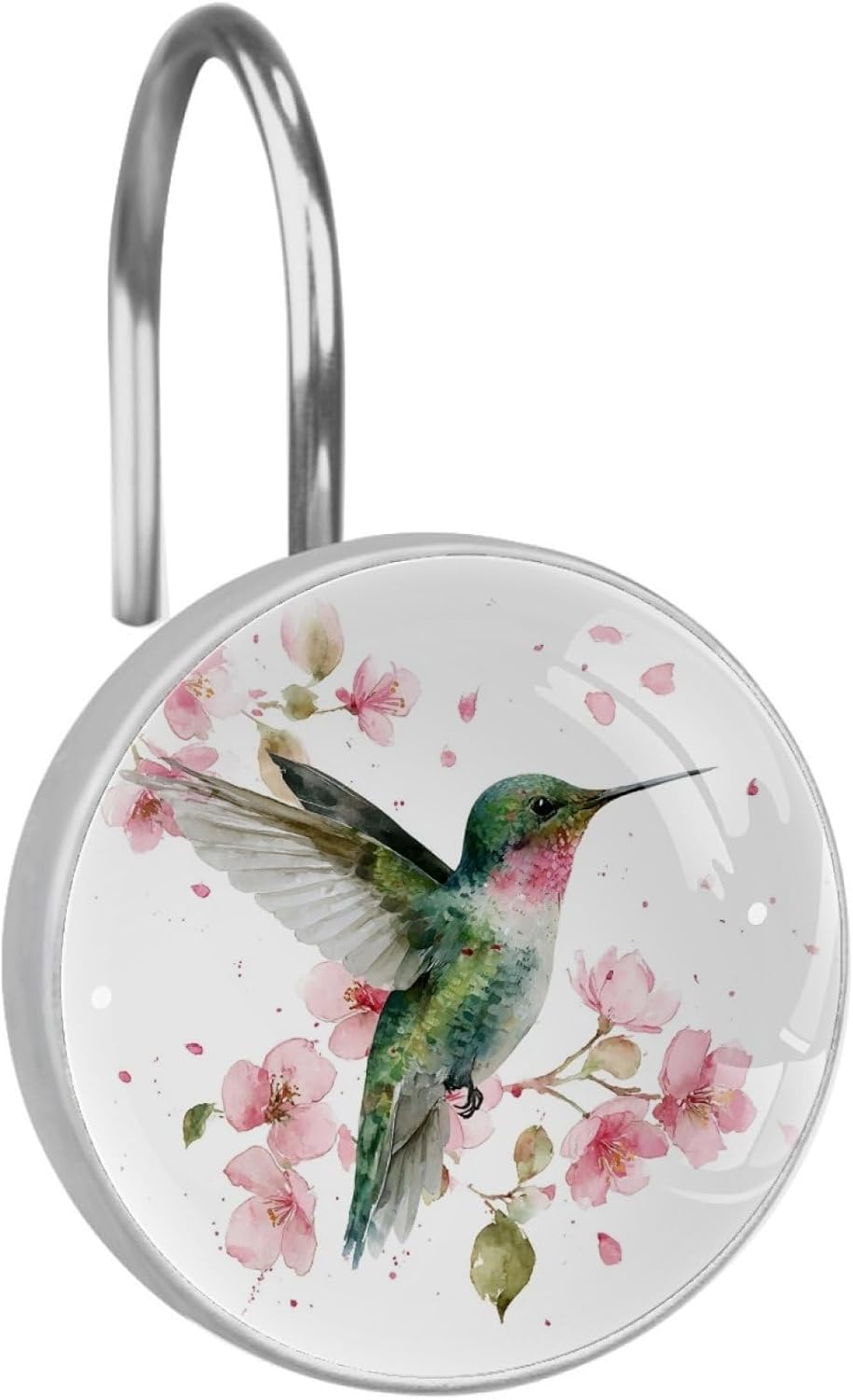 Hummingbird Round Shower Curtain Hooks Set of 12 Stainless Steel Decorative Hanger Rings for Bathroom Kitchen Bedroom Curtain Rods