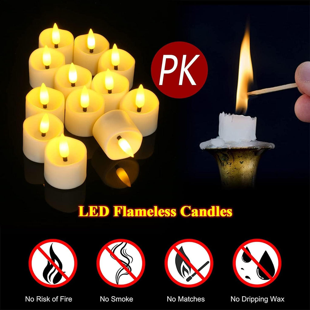 12 Pack Realistic and Bright Flickering Battery Operated Flameless LED Tea Lights Candles Remote,tealight Candles for Holiday, Weddings, Birthdays,Halloween,Christmas(Warm White)