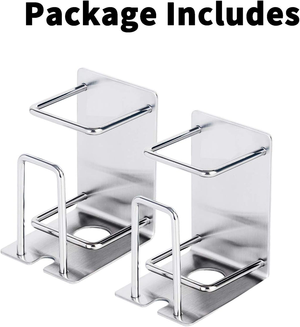 Toothbrush Holder Wall Mounted, Stainless Steel Bathroom Organizer for Electric Toothbrush, Toothpaste & Cup, No Drill Adhesive Shower Caddy (Silver,2 Pack)