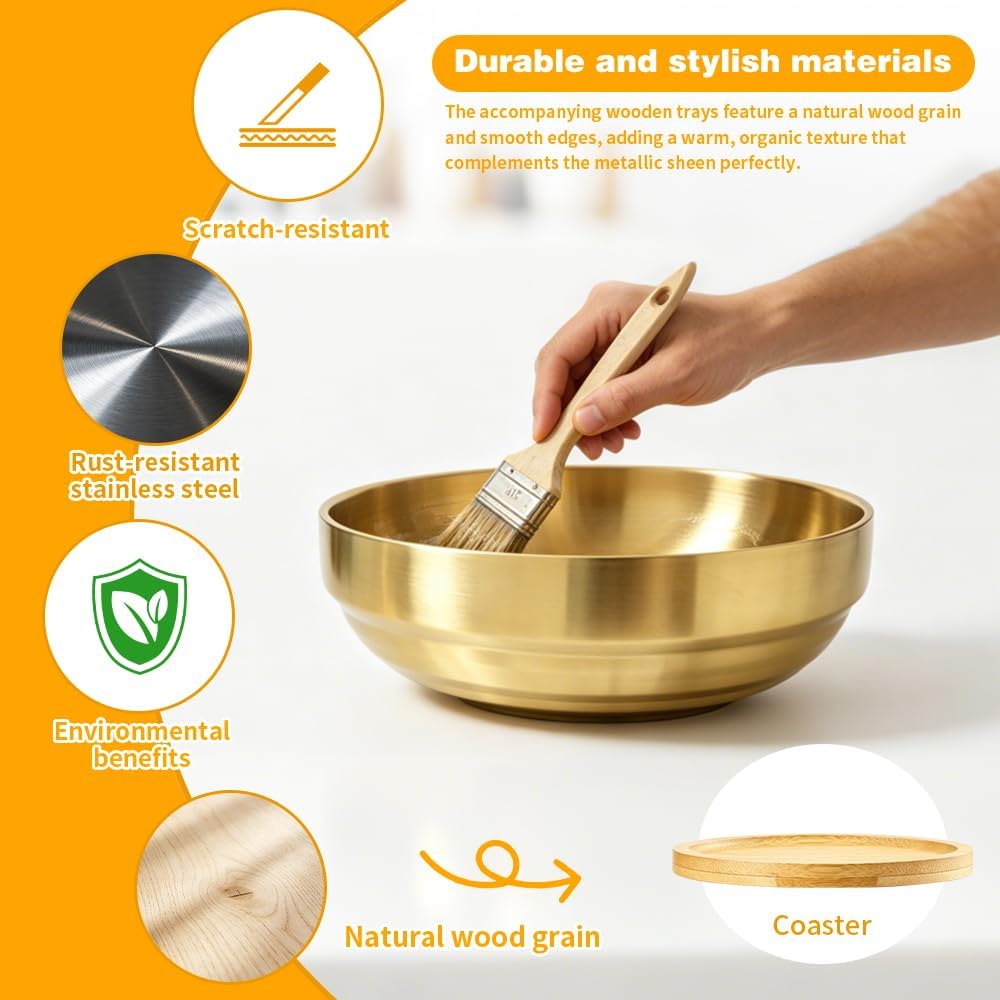 Key Bowl For Entryway Table Key Bowl Catch All Vowl Gold Fruit Bowl, Perfect For Kitchen Countertops And Coffee Tables 7.4 Inches In Diameter Comes With An Elegant Wooden Coaster