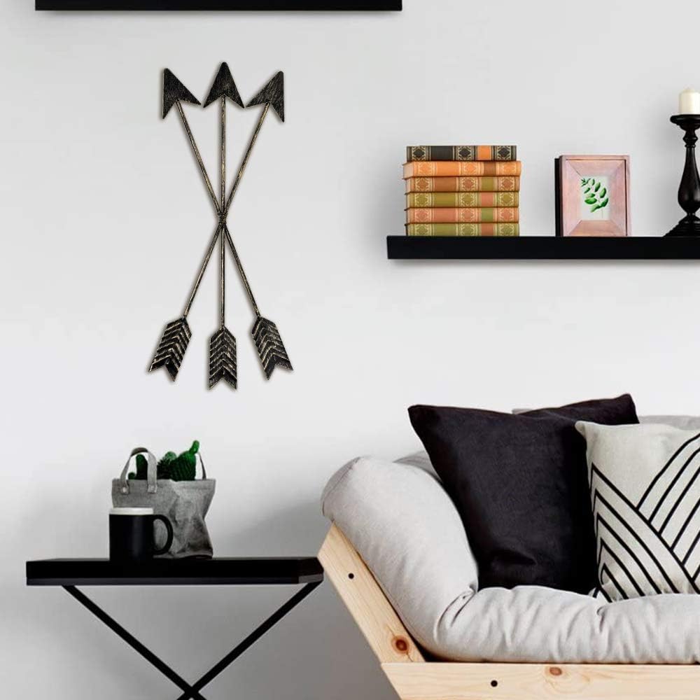 DECORKEY Metal Arrow Wall Decor, Distressed Native American Decor, Wall Hanging Decorative Wall Art for Nursery Gallery Wall, Farmhouse Indoor Outdoor Decoration