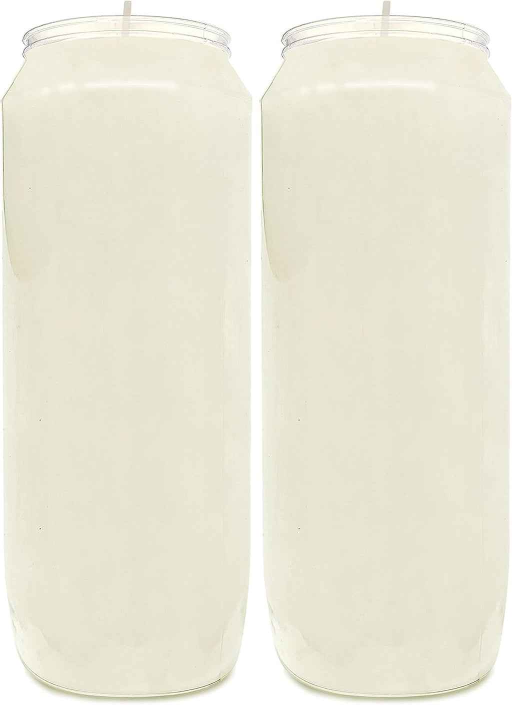 Hyoola 9 Day Prayer Candles 7" Tall Pillar Candles for Religious, Memorial, Party Decor, Vigil and Emergency Use - Vegetable Oil Wax in Plastic Jar Container, White (2 Pack)