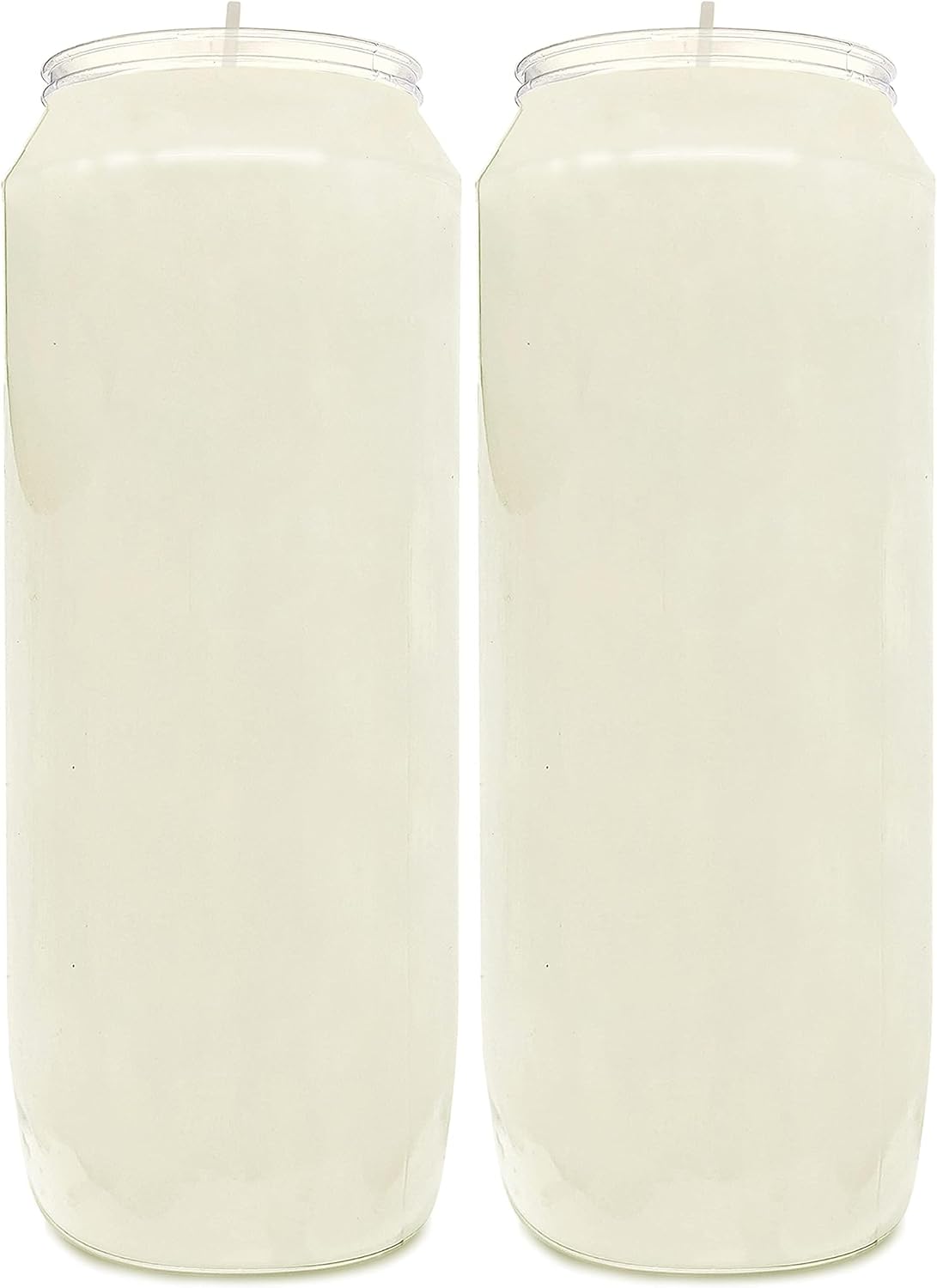 Hyoola 9 Day Prayer Candles 7" Tall Pillar Candles for Religious, Memorial, Party Decor, Vigil and Emergency Use - Vegetable Oil Wax in Plastic Jar Container, White (2 Pack)