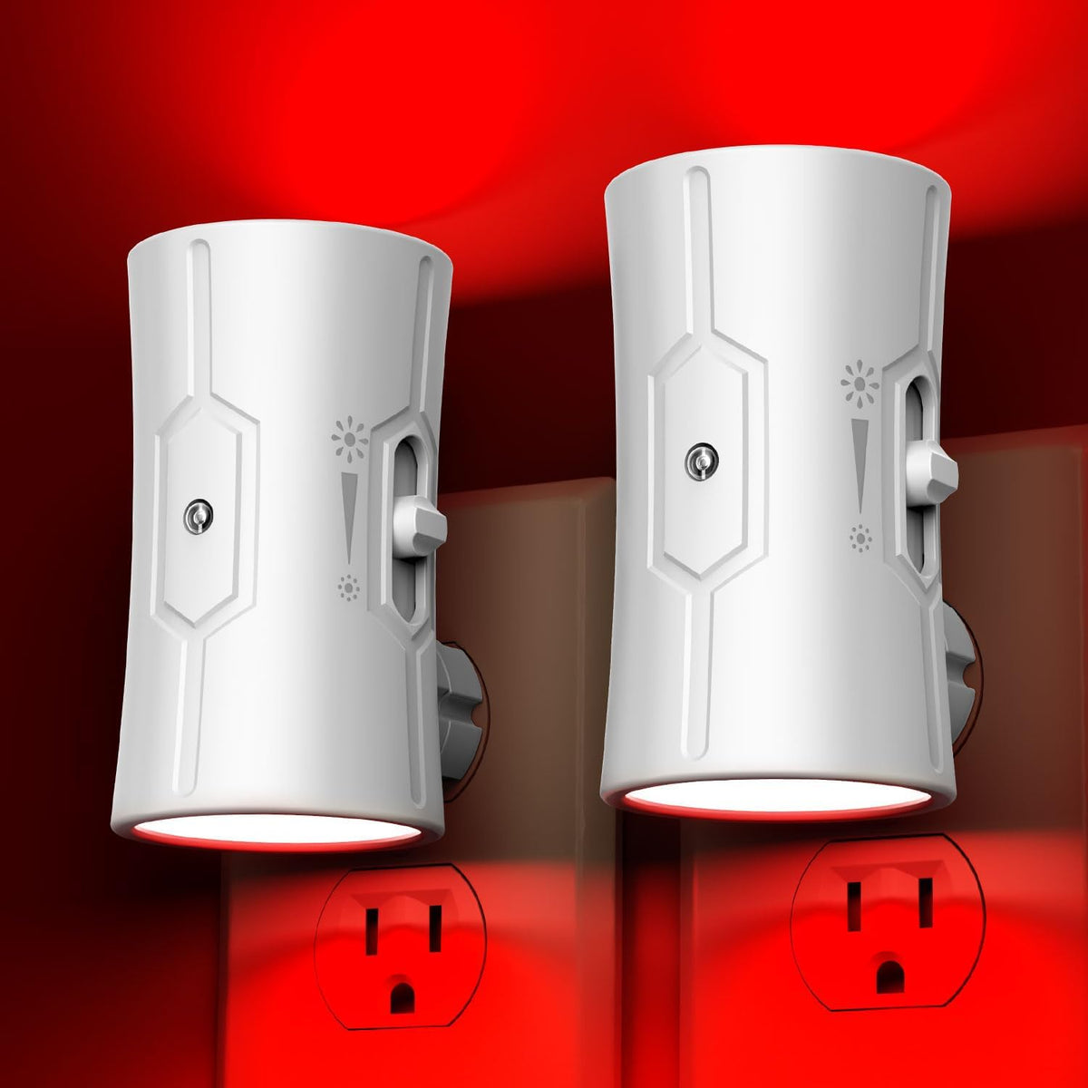 fesnne Night Light, Night Lights Plug into Wall [2 Pack], 0-100LM Adjustable Brightness Light Sensor Nightlights Plug in Wall for Hallway, Bathroom, Adults, Red Led Nightlight