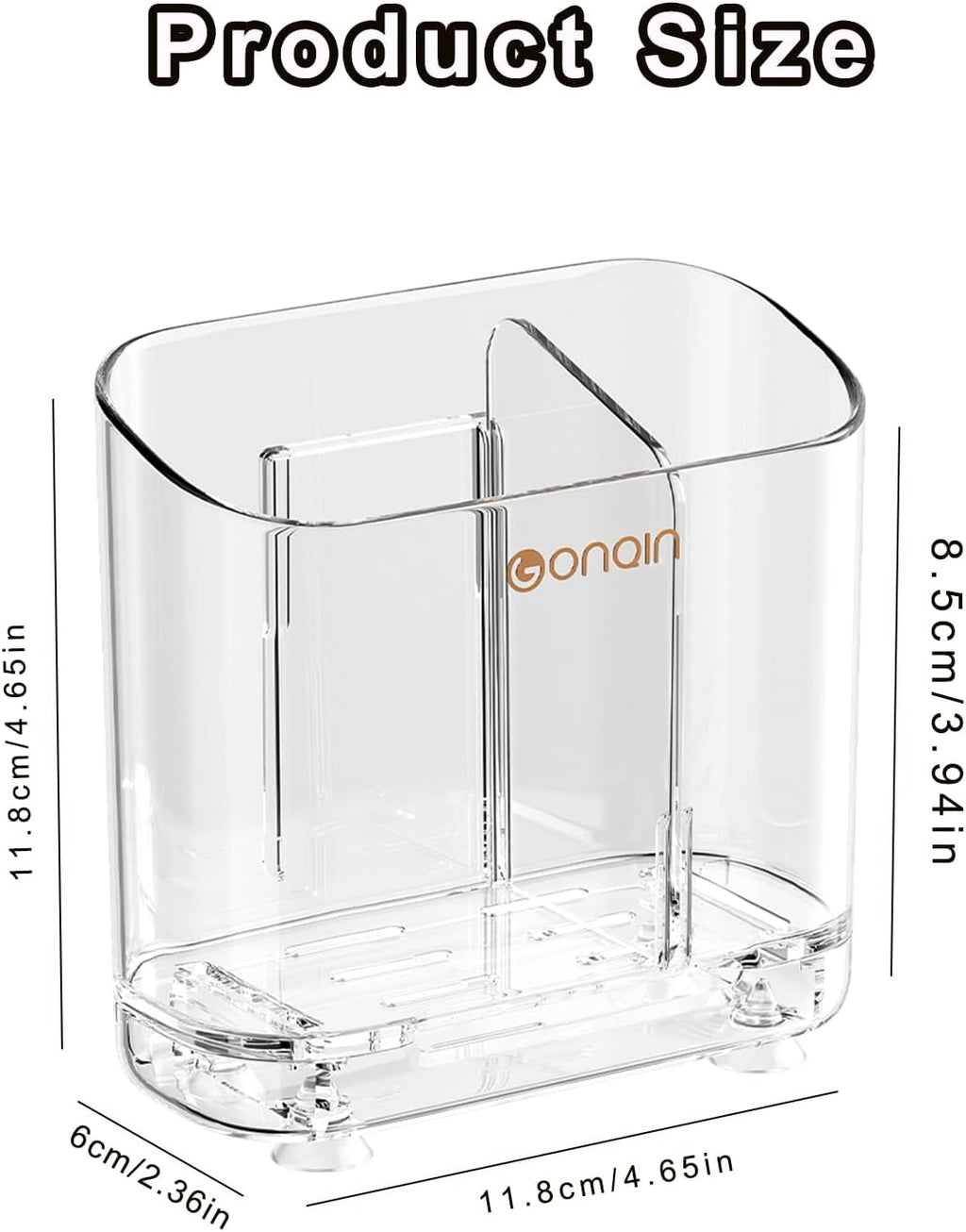 Acrylic Electric Toothbrush Holder with Detachable Base, 2 Slots Wall-Mounted Bathroom Storage Caddy, Clear Makeup Brush Organizer with Removable Divider for Toothpaste, Razors, Kitchen & Office Desk