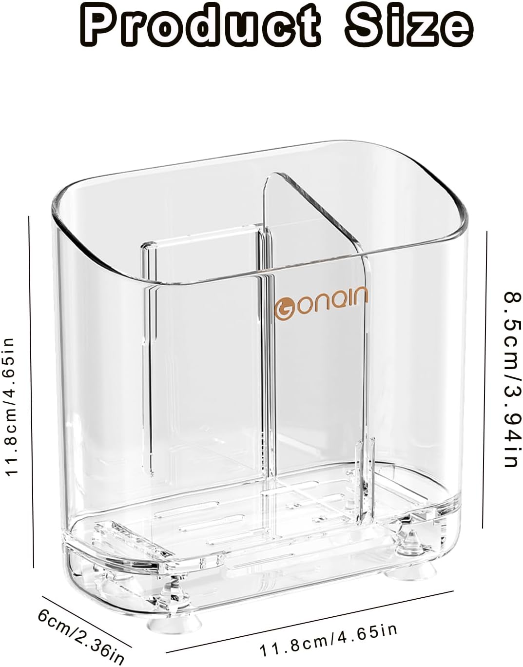 Acrylic Electric Toothbrush Holder with Detachable Base, 2 Slots Wall-Mounted Bathroom Storage Caddy, Clear Makeup Brush Organizer with Removable Divider for Toothpaste, Razors, Kitchen & Office Desk