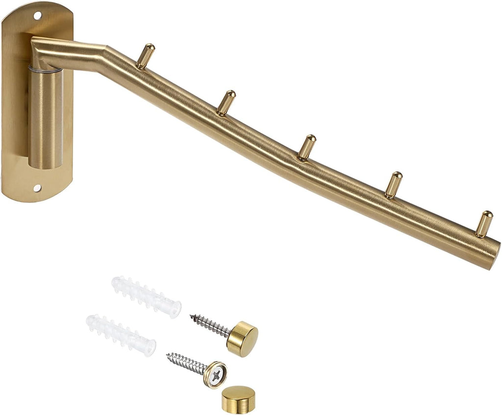 Sumnacon Clothes Hanger Rack，Wall Mount Garment Hook with Swing Arm，Gold