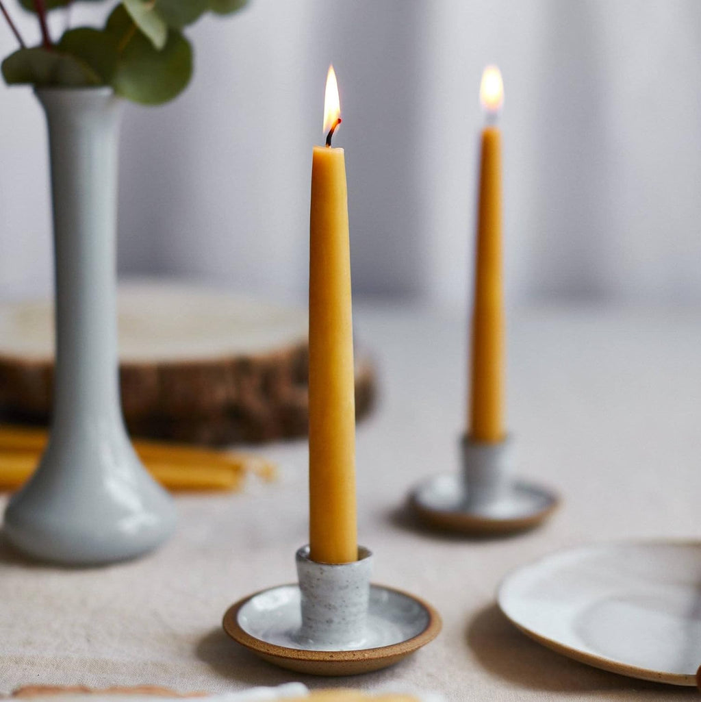 6 Inch Pure Beeswax Taper Candles 10 Pack, 6-Hour Burn