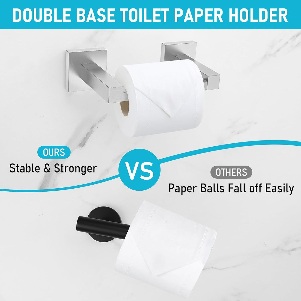 Toilet Paper Holder Wall Mount, Brushed Nickel Paper Towel Holder Double Base Large Stainless Steel Bathroom Toilet Tissue Roll Holder, Commercial Toilet Paper Dispenser