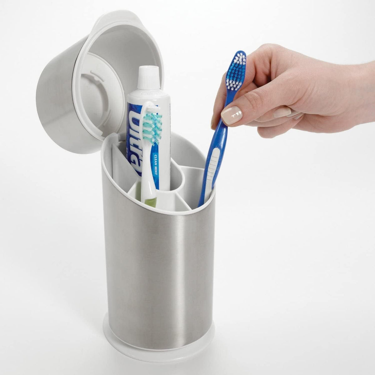 OXO Good Grips Toothbrush Organizer, Brushed Stainless (Set of 2)