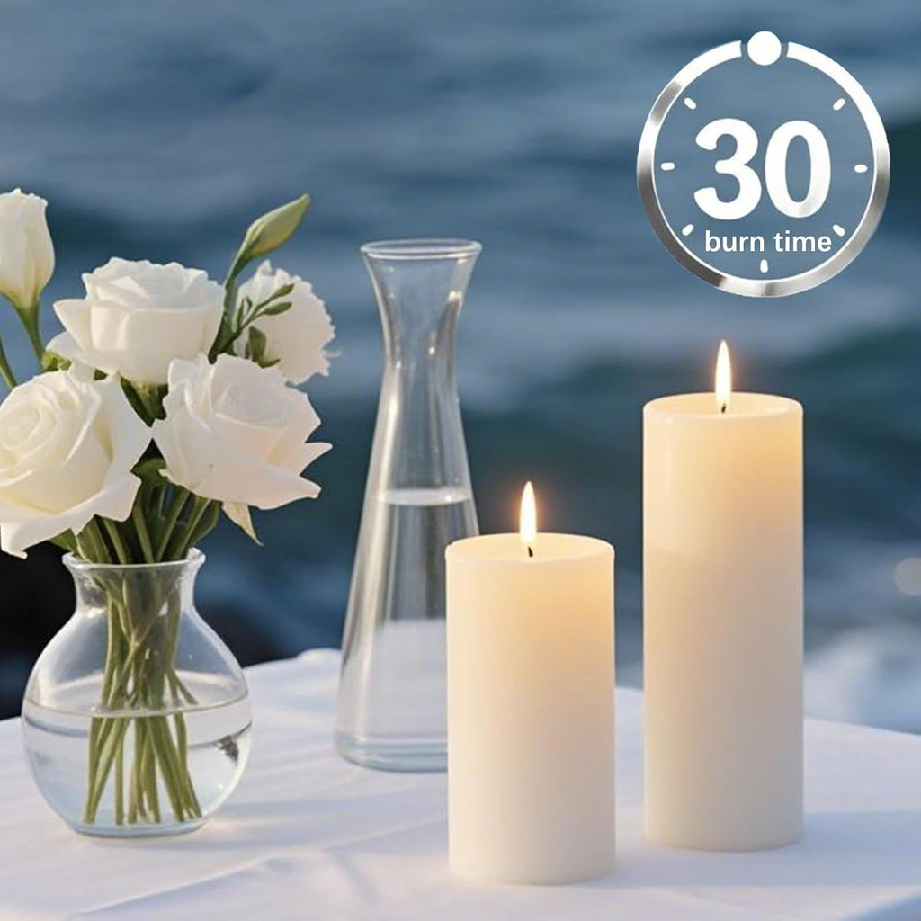 Pillar Candles White 20 Pack, 2x4 Inch Unscented Bulk