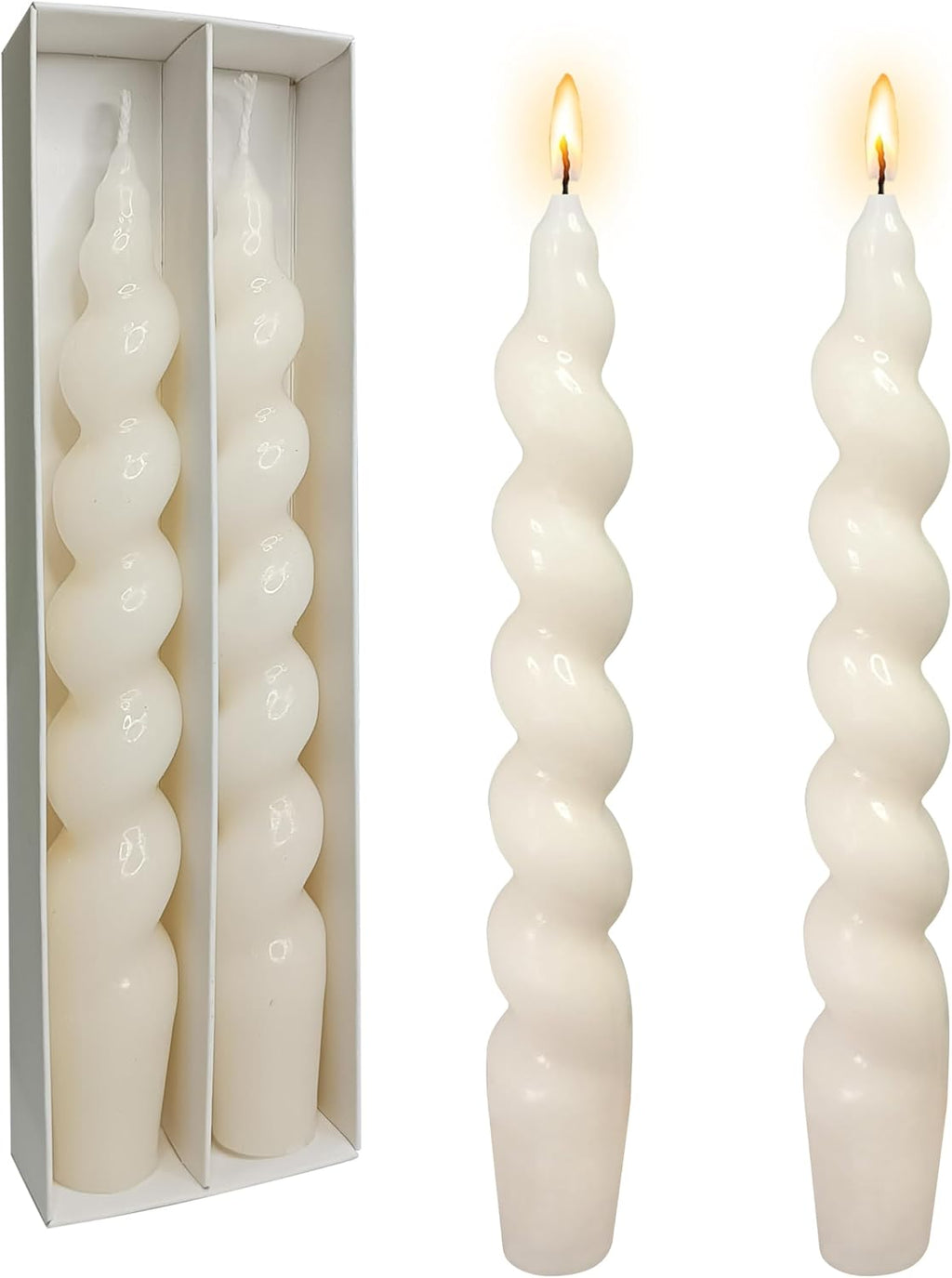 Spiral Taper Candles Stick Curve Unscented White Dinner Candle Twisted Candlesticks for Wedding Home Decor Holiday Relaxation Ambiance & Special Occasions